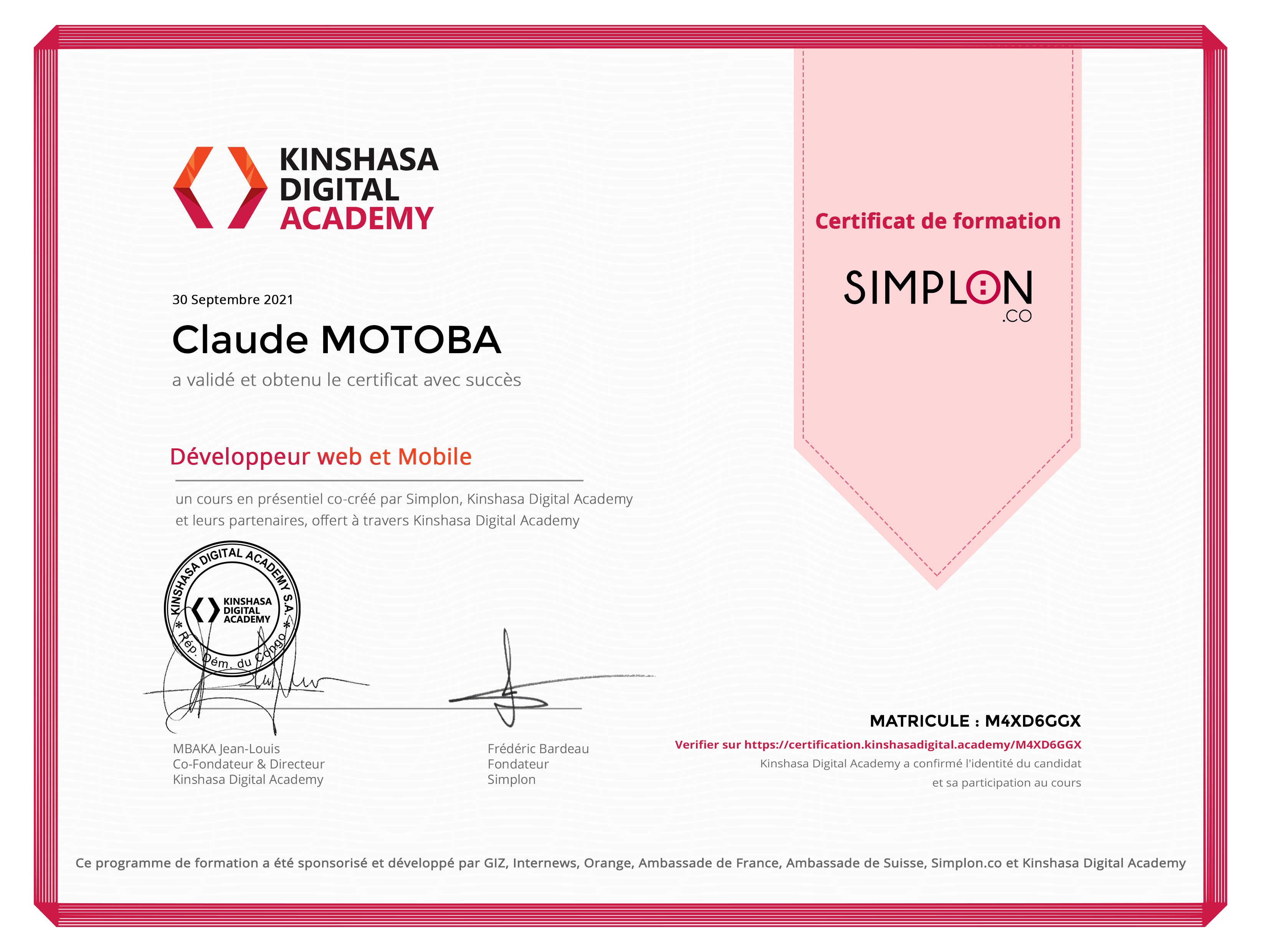 certificat
