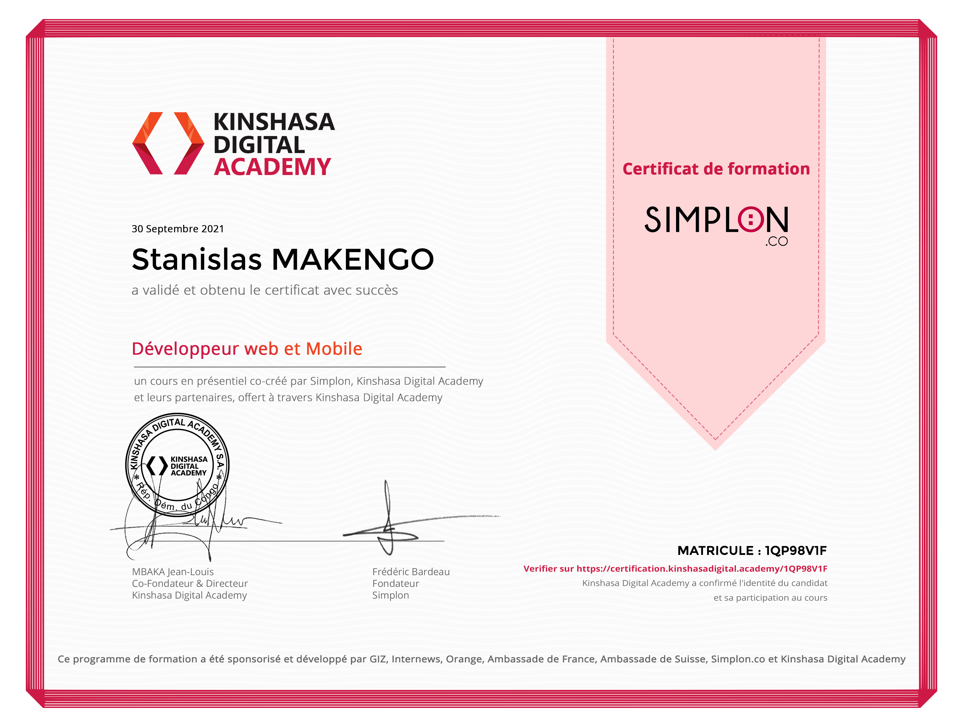 certificat
